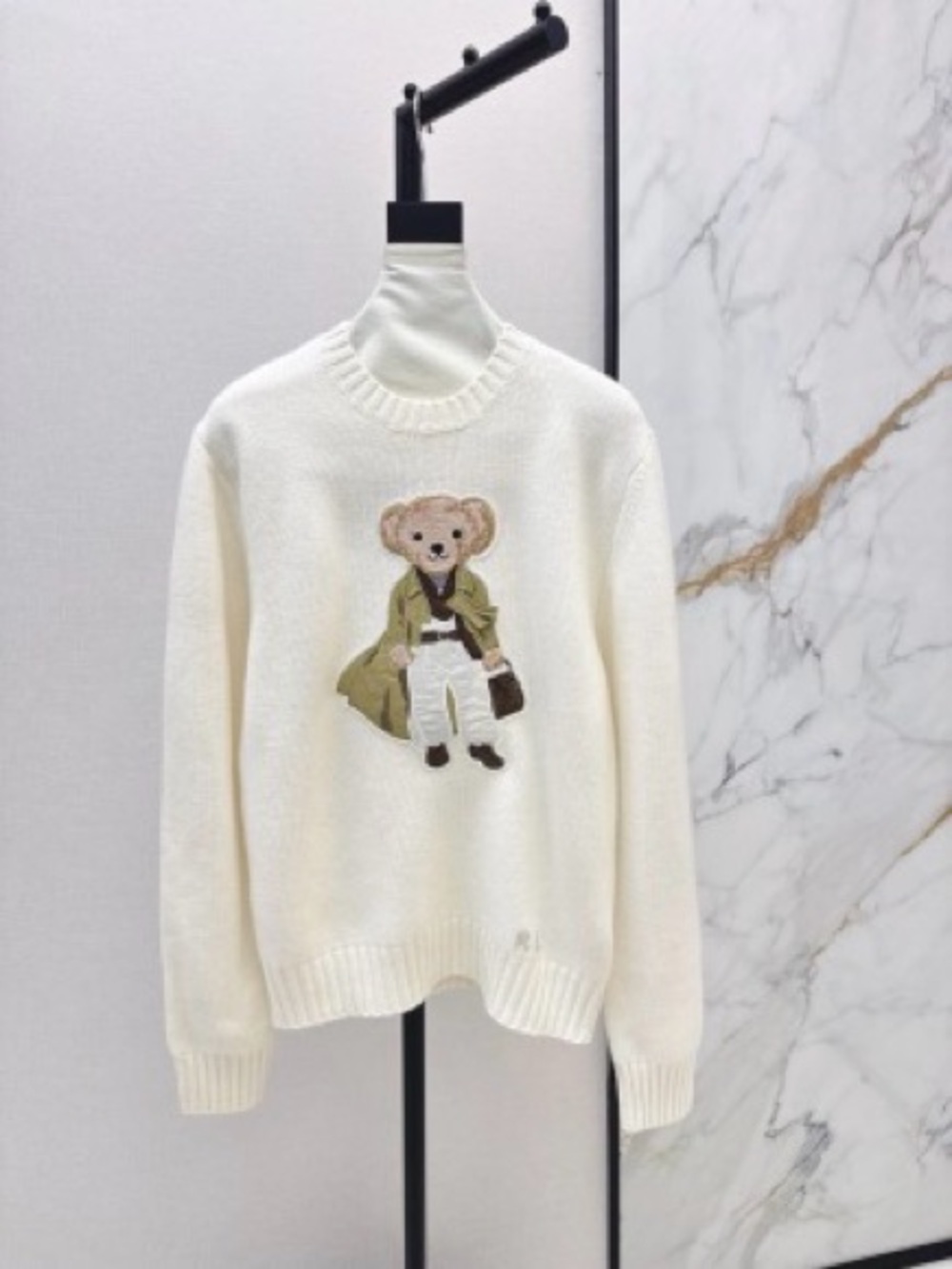 Ralph Lauren Cream Knit Cardigan with Subtle Monogram
